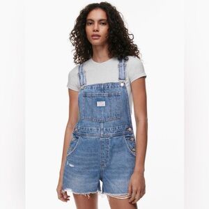Levi's Blue Shortall Denim Overalls Denim Relaxed Sort Sz S